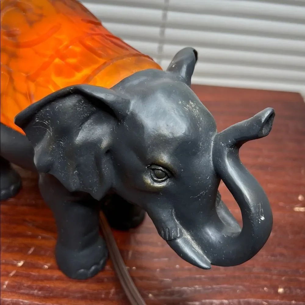 Cast Metal Elephant Cheyenne Lamp Amber Shell Table/TV light